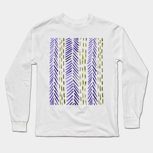 Abstract herringbone pattern - green and purple Long Sleeve T-Shirt